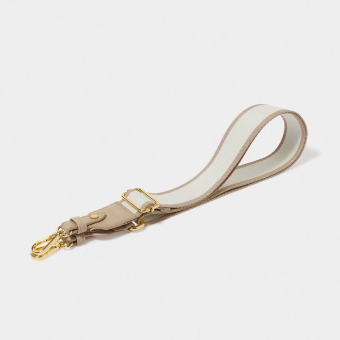 Katie Loxton Canvas Bag Strap - Light Taupe Stripe